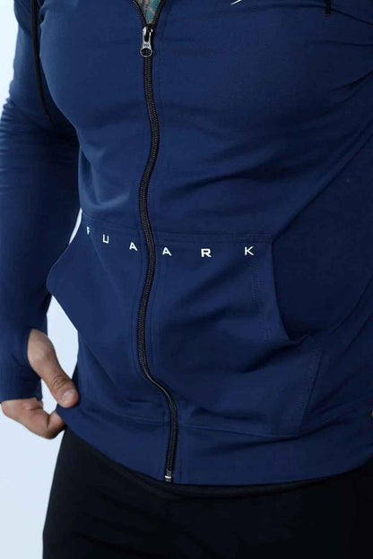 Navy Fuaark Nz Signature Nylon Jacket, stylish coat with a sleek design, perfect for casual wear and outdoor activities.