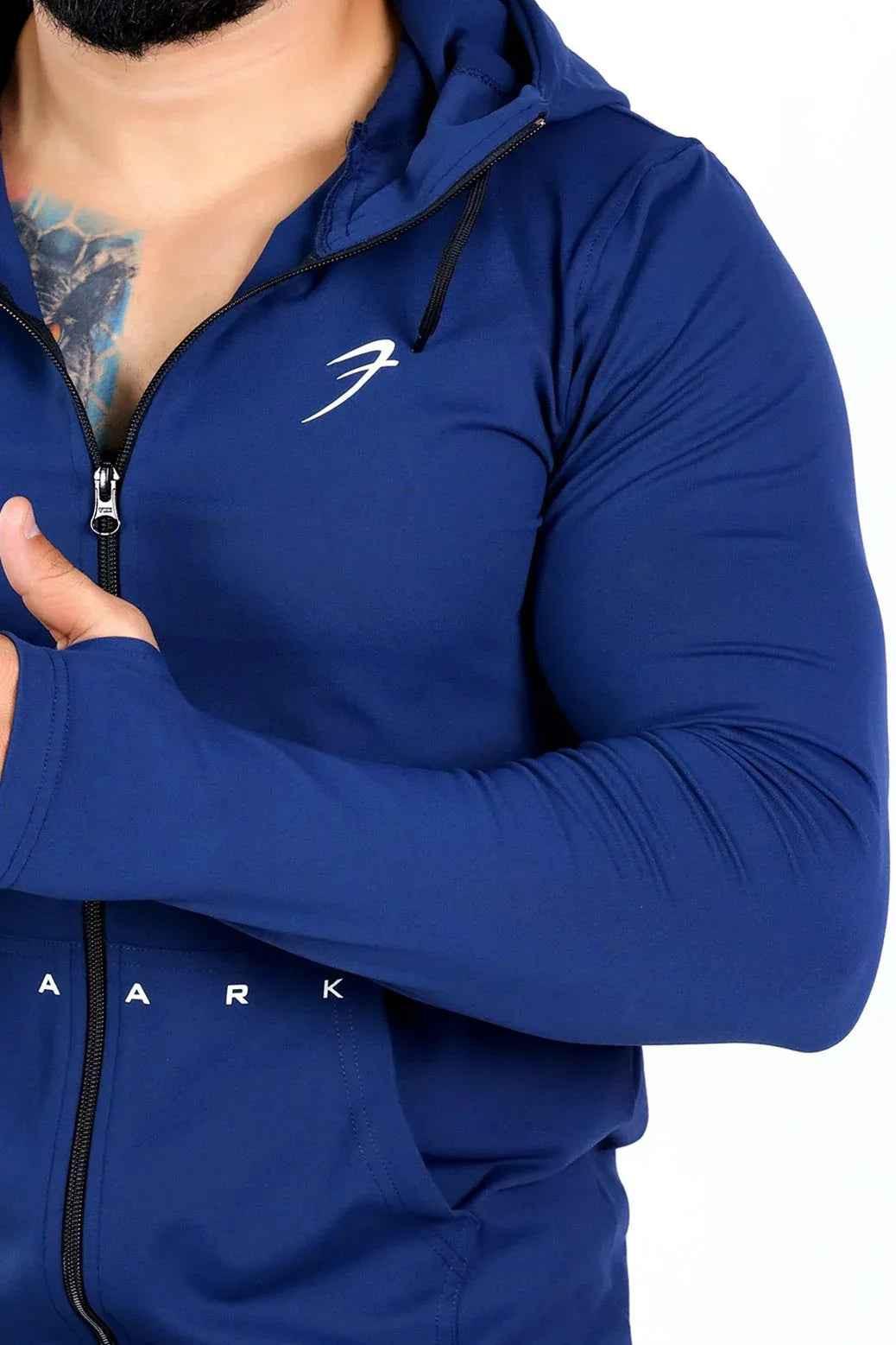 Fuaark Nz Signature Nylon Navy Jacket, lightweight coat with durable nylon fabric, front zipper, and adjustable collar.
