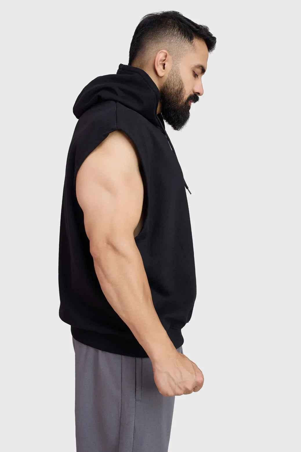Black Signature Cap Sleeves Hoodie by Fuaark Nz featuring a casual fit and stylish design.