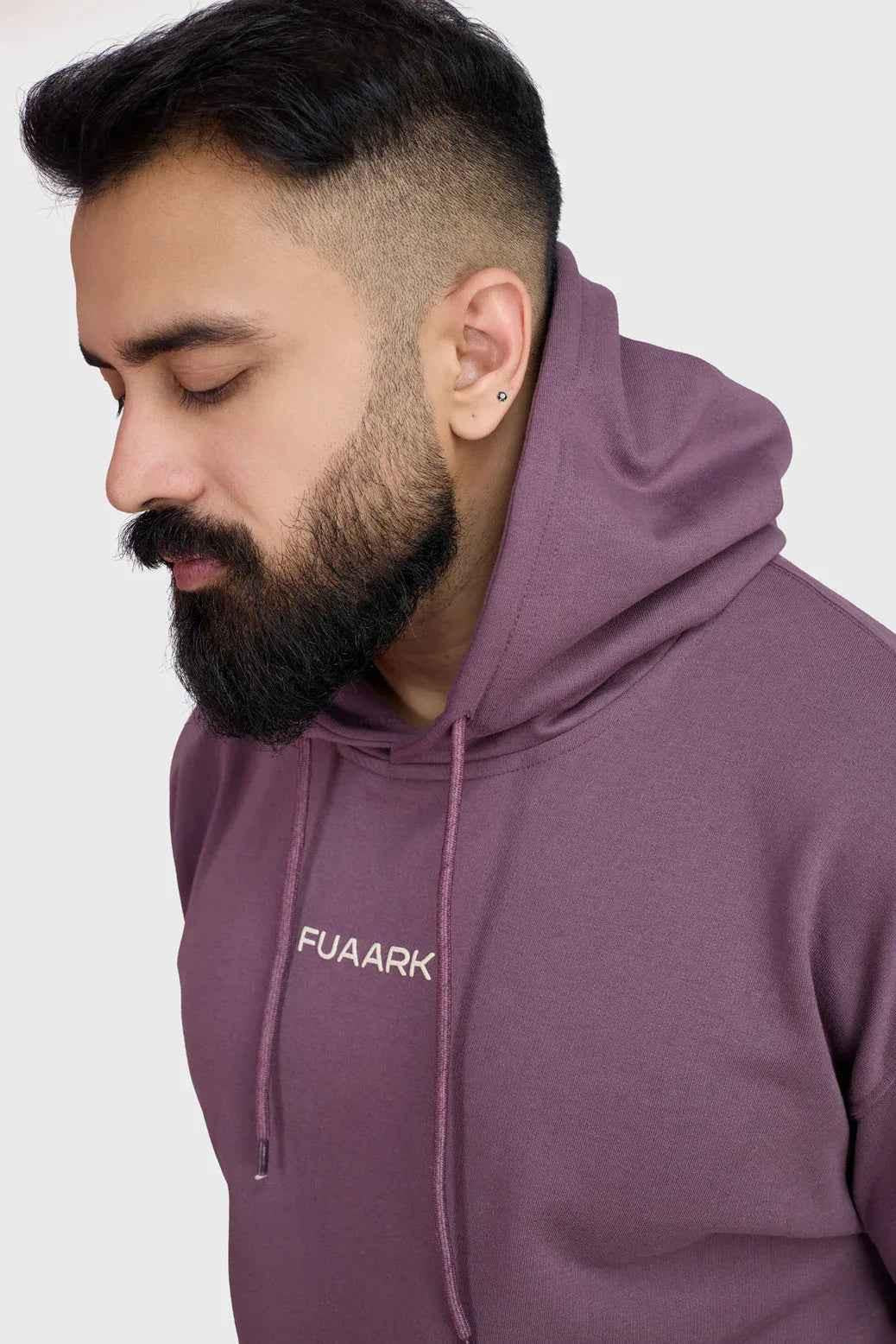 Fuaark Nz Signature Oversized Mauve Hoodie, soft cotton fabric, relaxed fit, and casual style, perfect for effortless comfort.