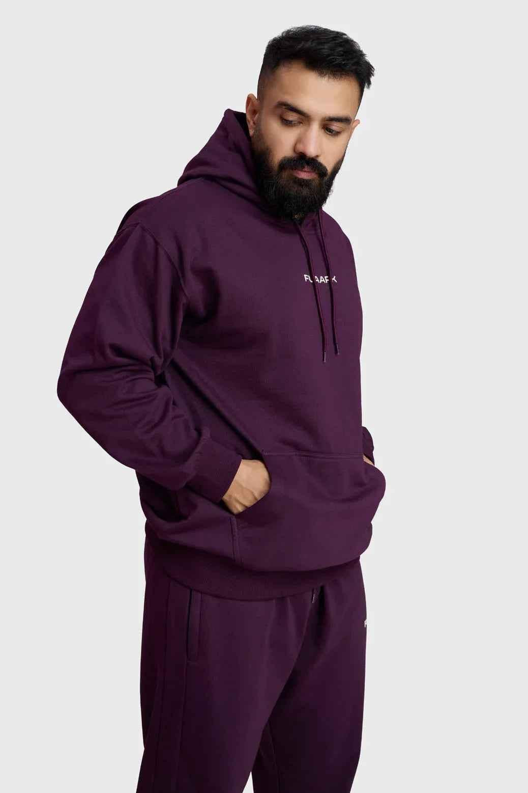 Fuaark Nz Signature Oversized Plum Hoodie with a relaxed fit, soft fabric, and stylish design for comfortable casual wear.