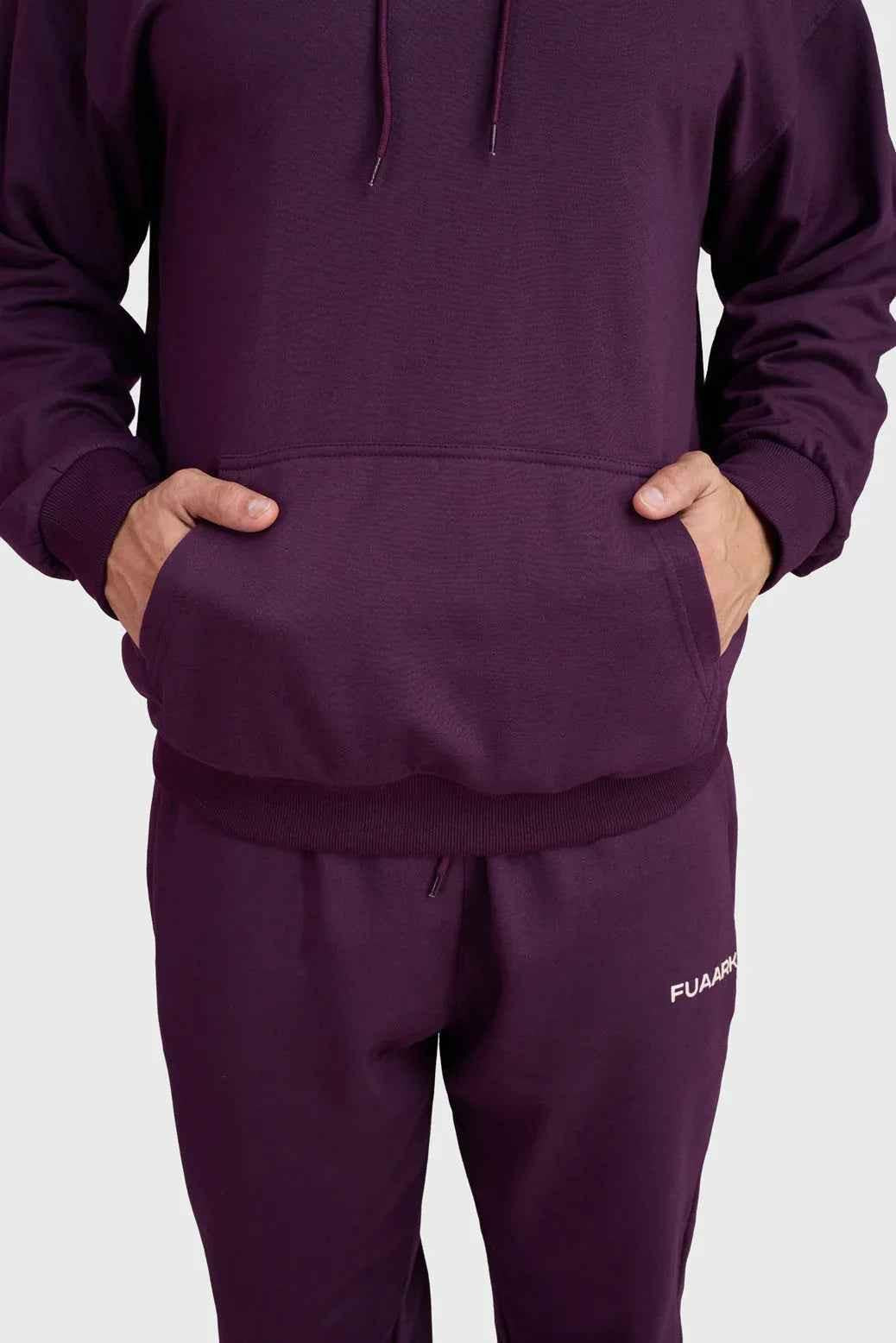 Fuaark Nz oversized plum hoodie displaying a relaxed fit, soft fabric, and stylish design for comfortable casual wear.