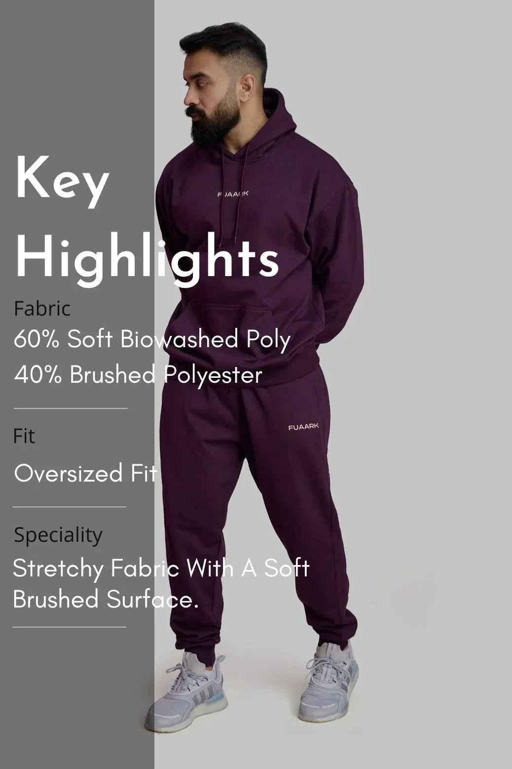 Fuaark Nz Signature Oversized Plum Hoodie, soft and comfortable hoodie with a relaxed fit and stylish design.