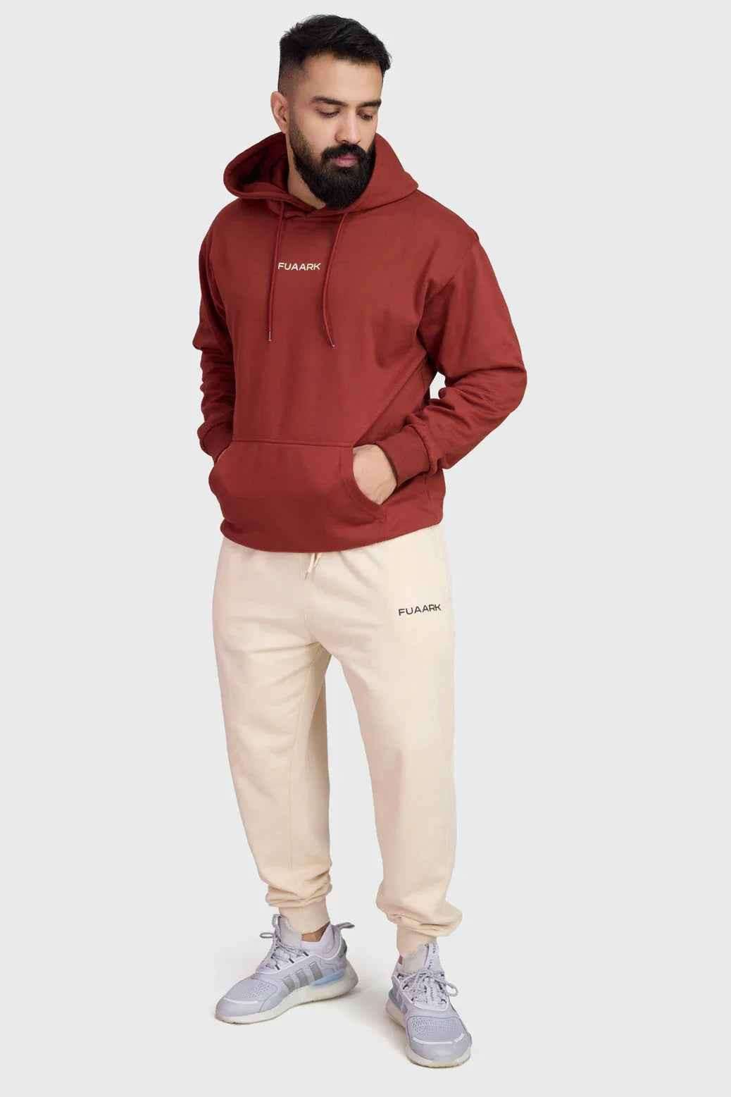 Fuaark Nz Signature Oversized Rust Hoodie, cozy and stylish hoodie with a relaxed fit, featuring a warm rust color and soft fabric.