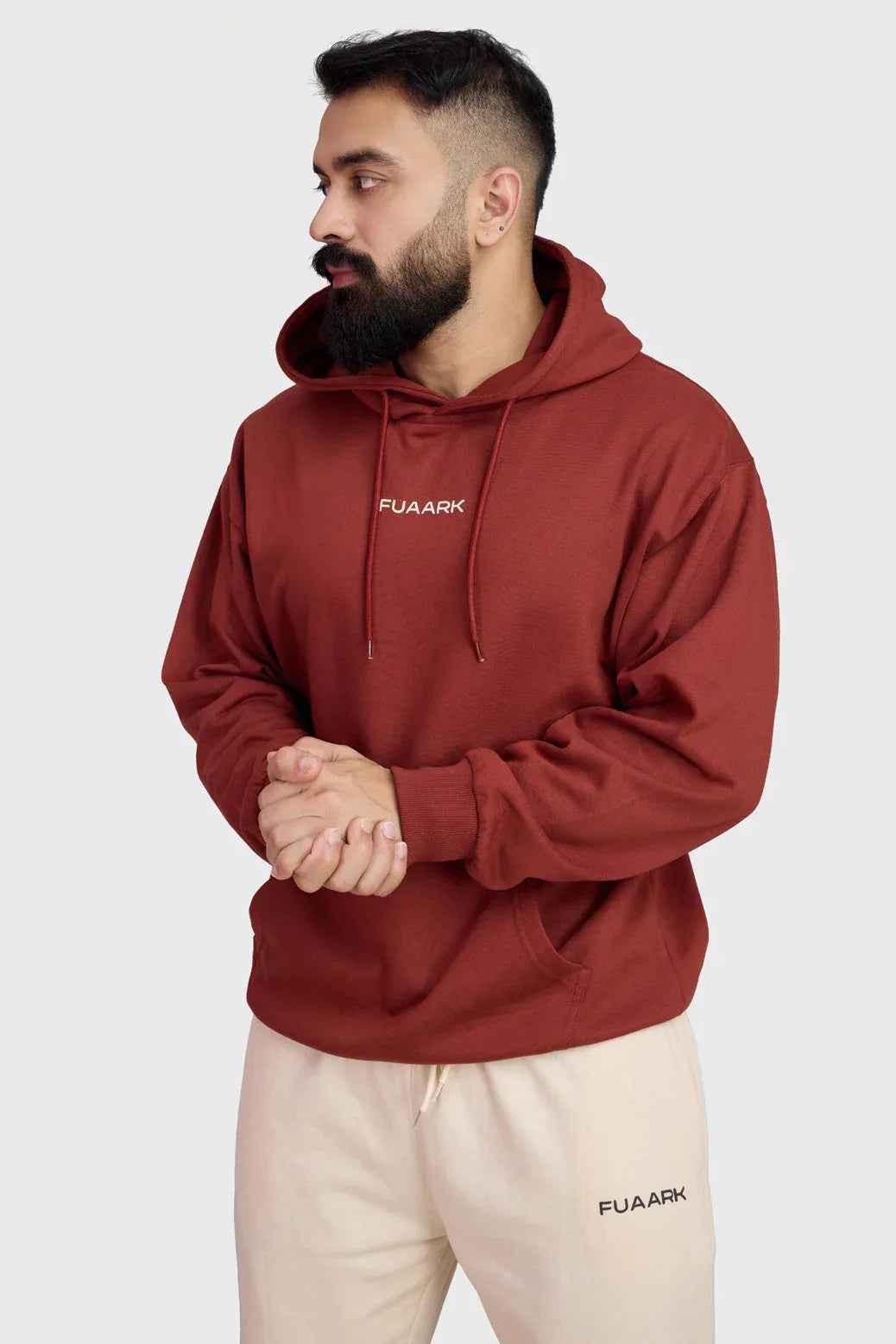 Fuaark Nz Signature Oversized Rust Hoodie with a relaxed fit, soft fabric, and casual style for comfort and everyday wear.
