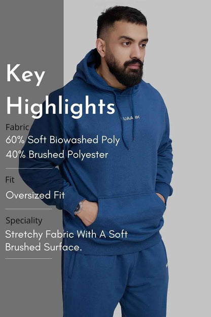 Navy Signature Oversized Hoodie by Fuaark Nz, featuring a relaxed fit and soft fabric, displayed on a mannequin.