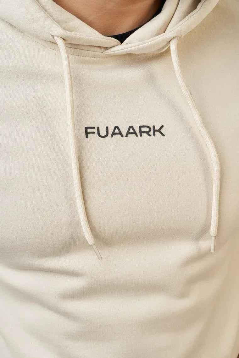 Beige unisex oversized hoodie by Fuaark Nz, featuring a comfortable, stylish fit for all.