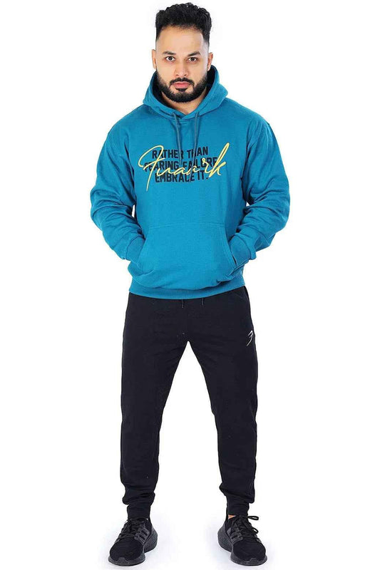 Fuaark Nz oversized teal hoodie, soft and comfortable, featuring a relaxed fit and casual style for everyday wear.