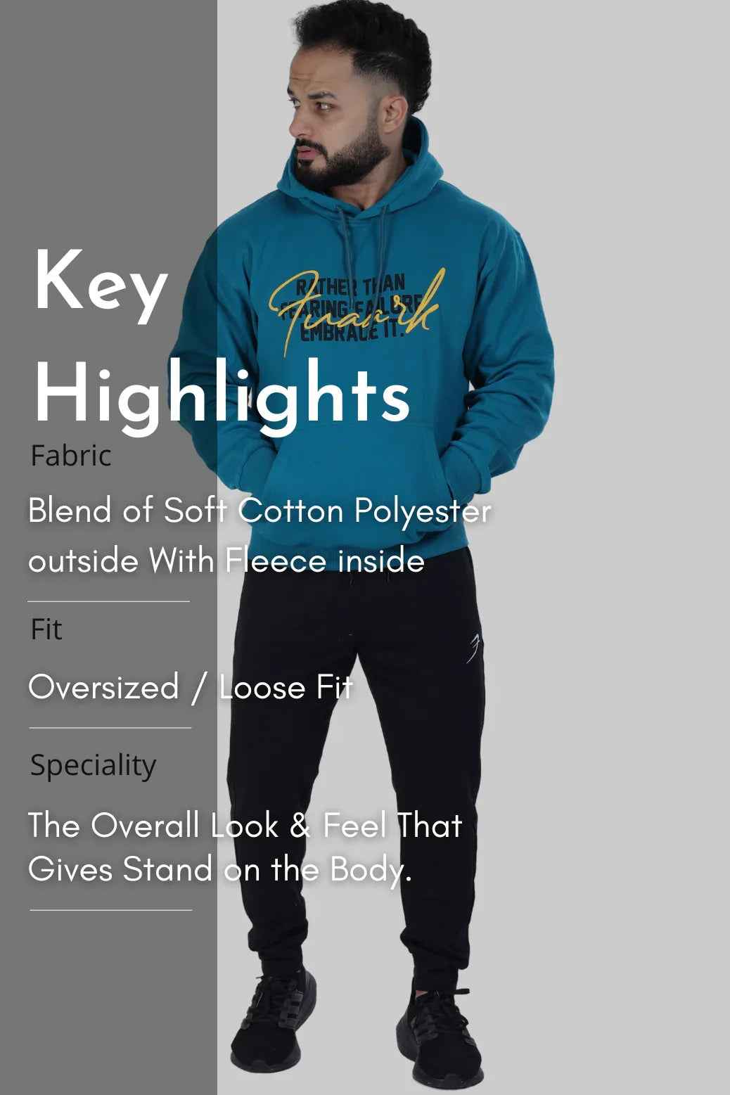 Oversized teal hoodie by Fuaark Nz, featuring a soft, comfortable fit and casual style, perfect for relaxed everyday wear.
