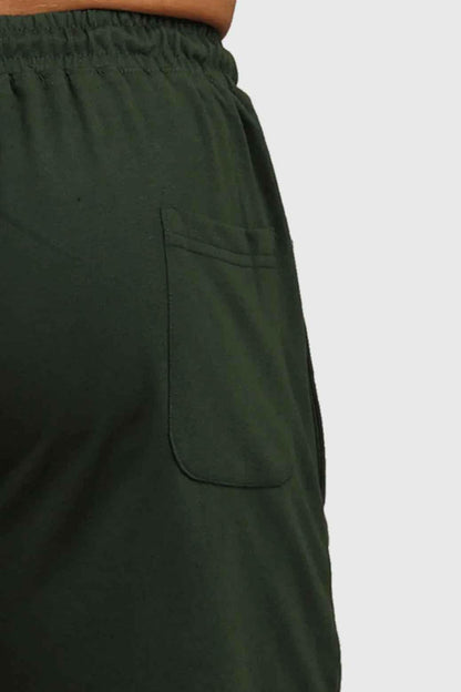 Green fall joggers by Fuaark NZ, comfortable regular fit, suitable for autumn casual wear, shown on a model.