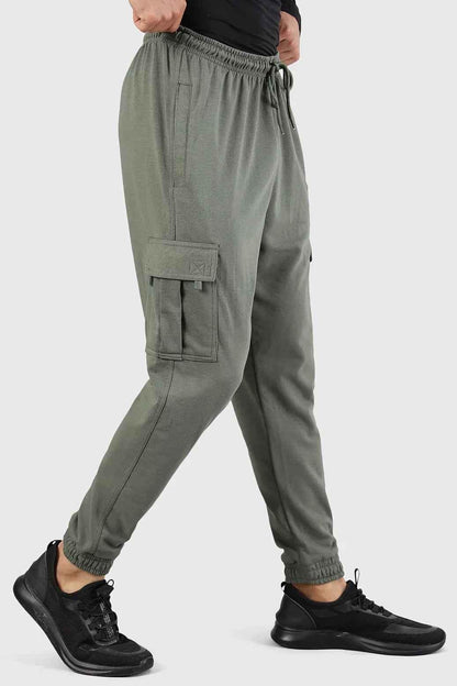 Olive green Flex Joggers by Fuaark Nz, showing a comfortable fit and soft fabric, ideal for casual wear.