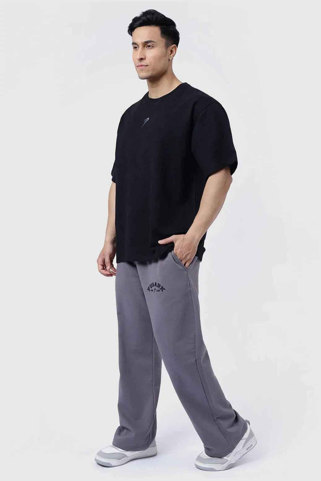 Dark grey Fuaark NZ joggers featuring a relaxed fit, soft fabric, and casual waistband for ultimate comfort and everyday wear.
