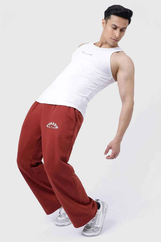 Fuaark Nz laidback relaxed joggers in rust color, casual cotton pants with a comfortable fit and relaxed style.