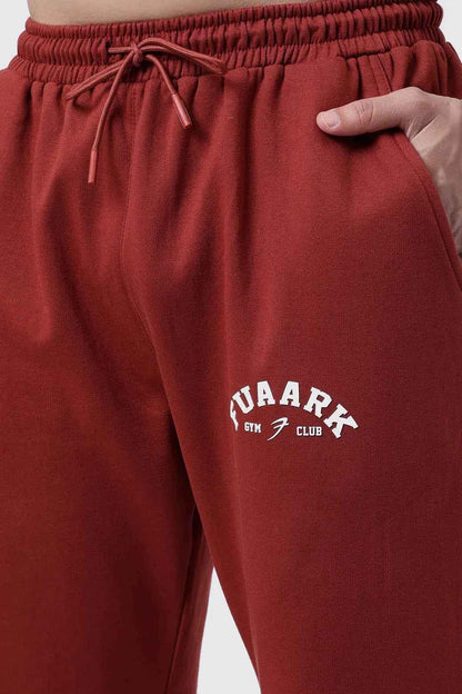 Fuaark Nz laidback relaxed rust joggers pants with elastic waistband and tapered fit, casual comfortable loungewear for men.