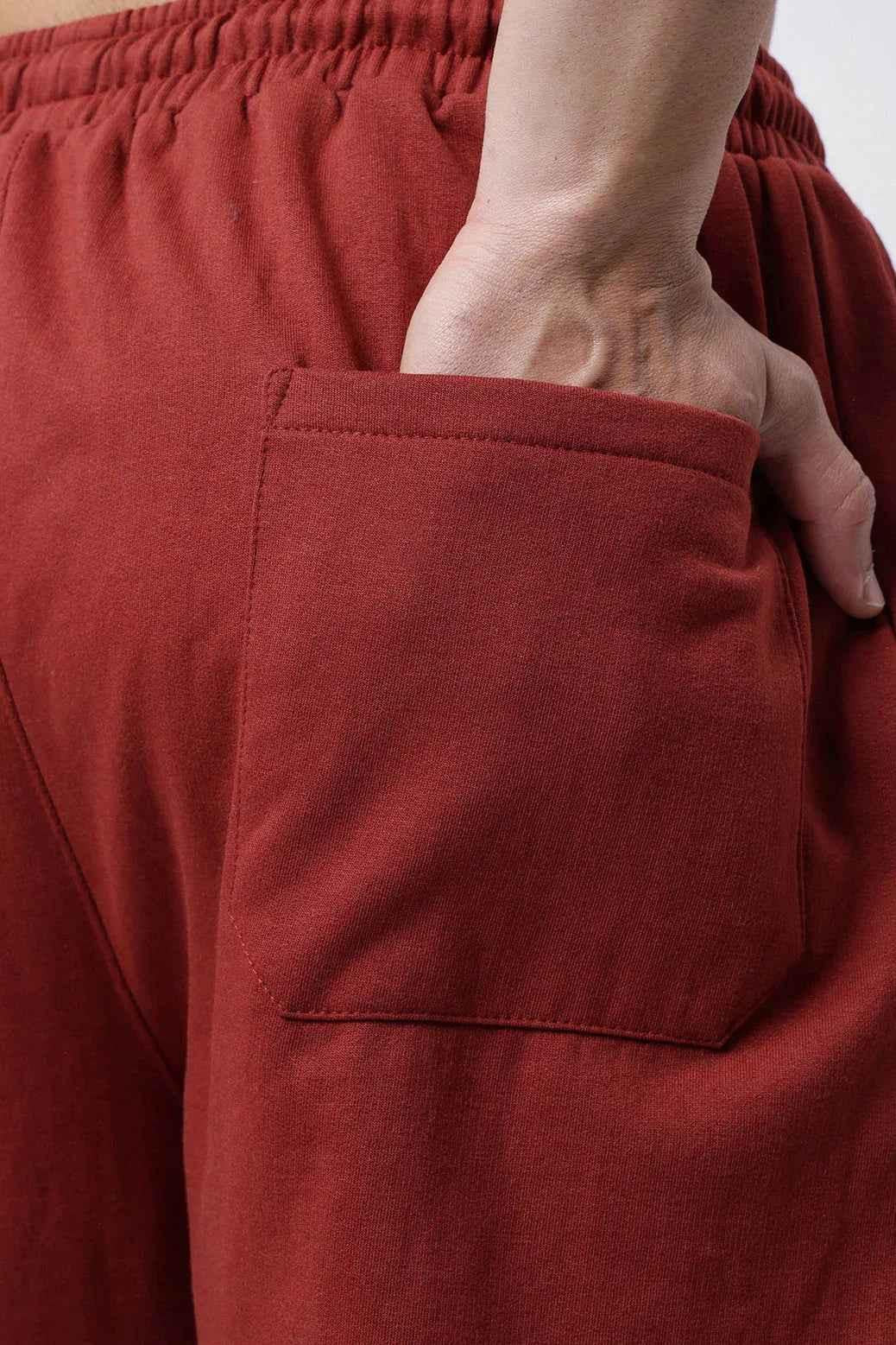 Fuaark Nz Laidback Relaxed Pants Rust joggers made of soft fabric, featuring a comfortable fit and casual style.