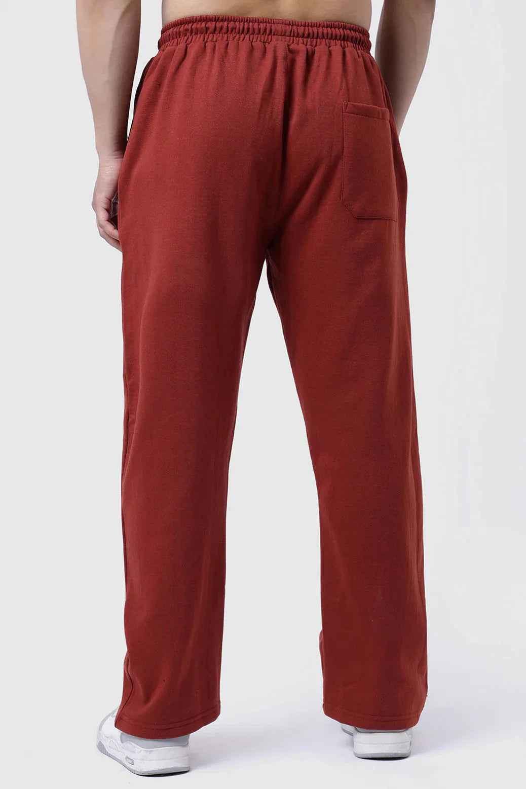 Rust-colored Fuaark Nz laidback relaxed joggers pants, showing the comfortable fit and casual style.