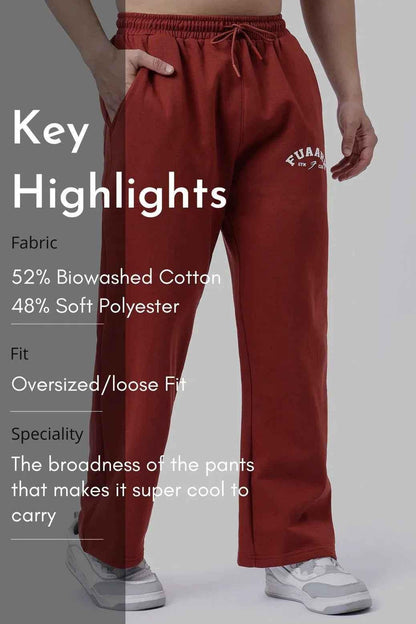 Fuaark Nz laidback relaxed rust joggers pants with a comfortable fit and casual style, displayed on a plain background.