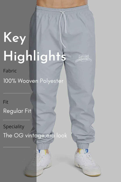 Light grey Lifting Community Joggers by Fuaark Nz, comfortable athletic joggers with a relaxed fit and stylish design.