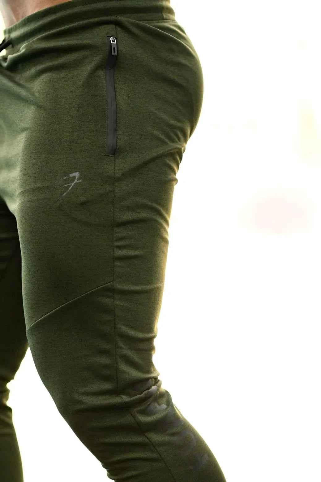 Fuaark Nz melange green joggers, comfortable casual pants with elastic waistband and relaxed fit for everyday wear