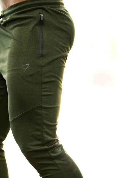 Fuaark Nz melange green joggers, comfortable casual pants with elastic waistband and relaxed fit for everyday wear