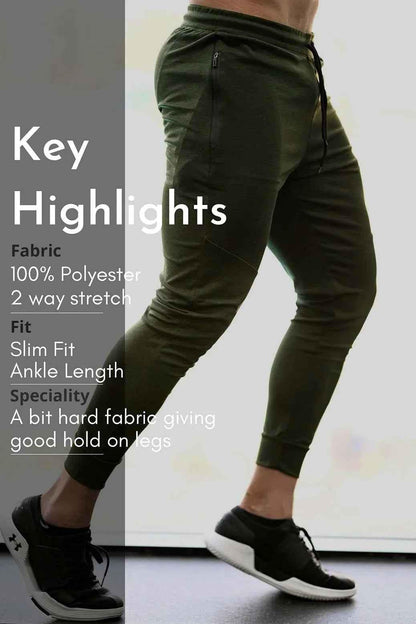 Fuaark Nz melange green joggers for men, featuring a comfortable fit and casual style, shown on a model.