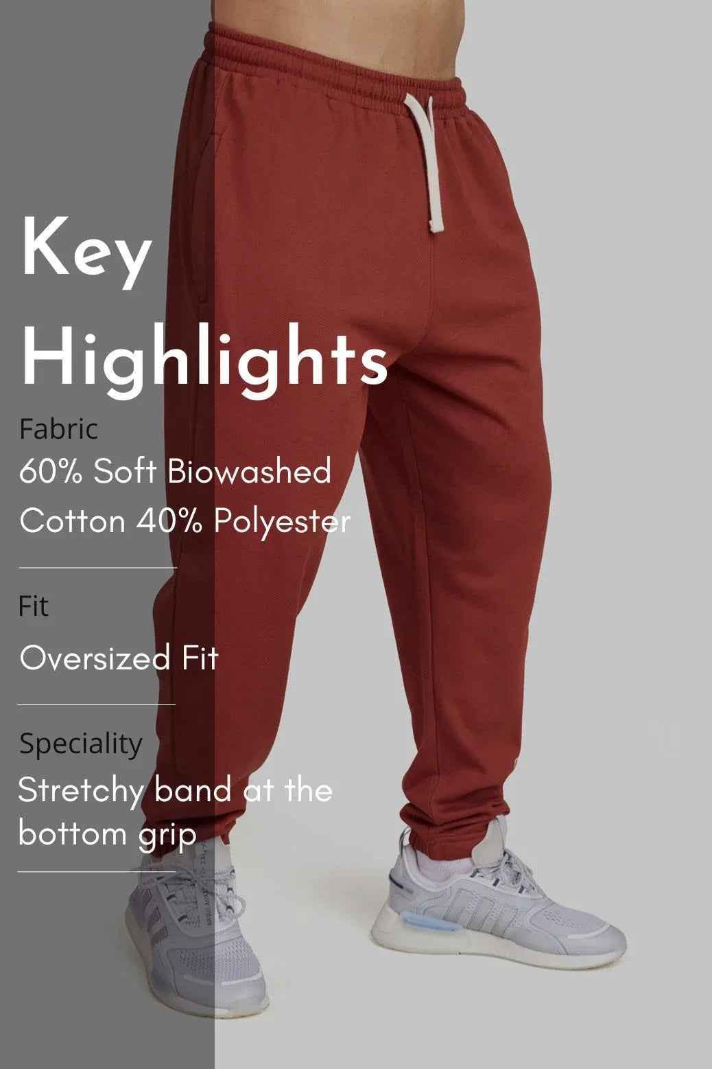 Rust-colored Fuaark Nz Signature Oversized Band Joggers, relaxed fit with bold waistband detail, casual and comfortable style.