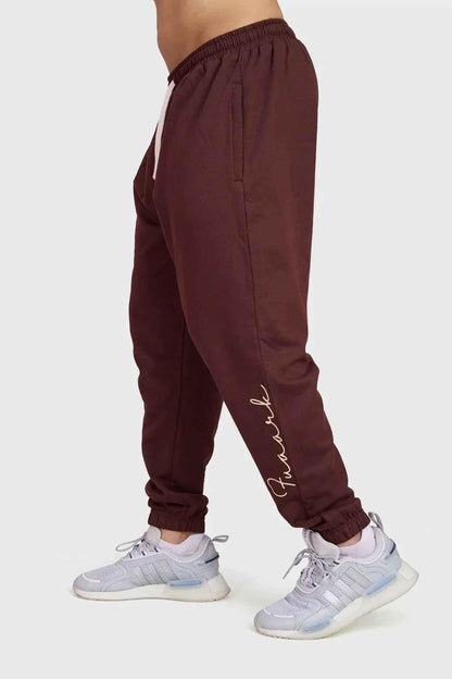 Fuaark Nz signature oversized brown joggers with relaxed fit, soft fabric, and stylish design for comfortable casual wear.
