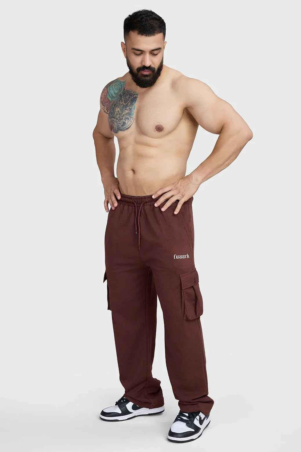 Fuaark Nz Pinnacle Pocket Pants brown joggers with side pockets and comfortable fit, suitable for casual wear.