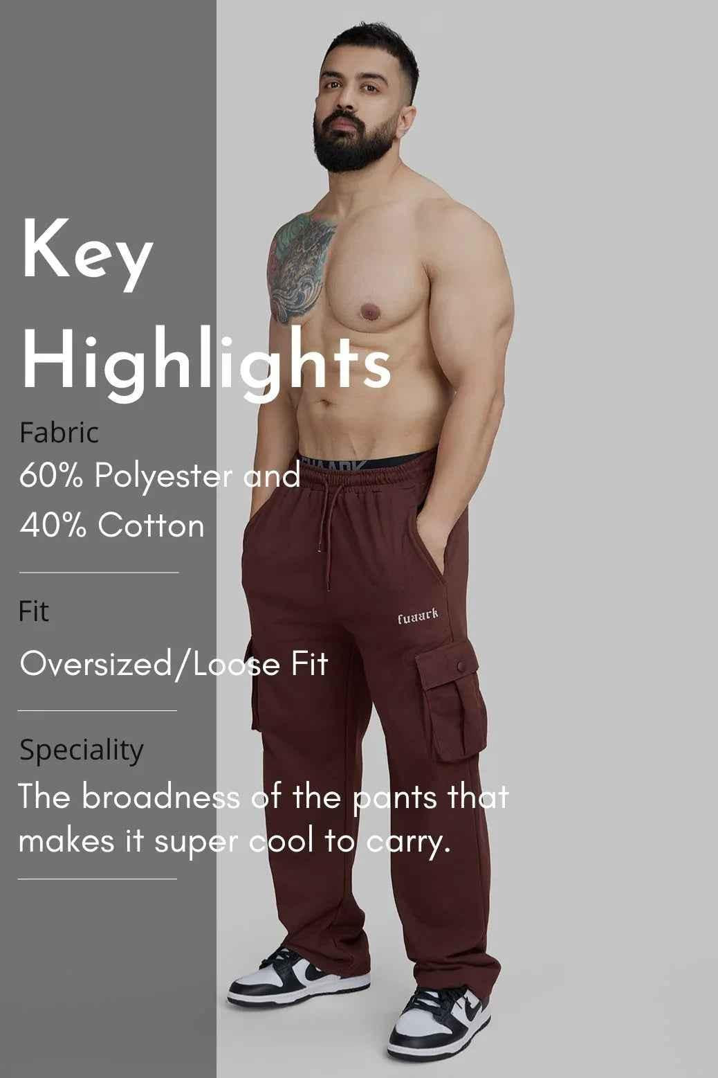 Brown Pinnacle Pocket Pants joggers by Fuaark Nz featuring a comfortable fit and practical side pockets.