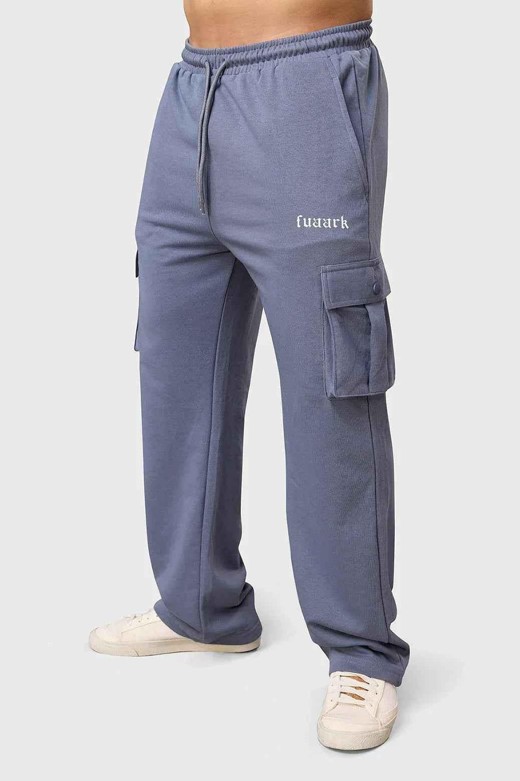 Grey Pinnacle Pocket Pants joggers by Fuaark Nz, shown with a relaxed fit and functional pockets.
