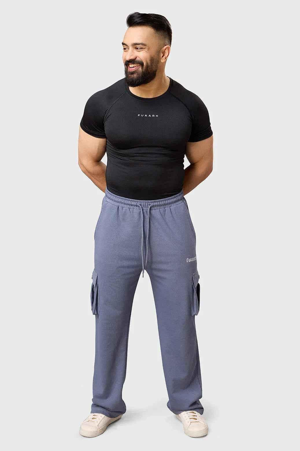 Fuaark Nz Pinnacle Pocket Pants grey joggers with side pockets and tapered fit, casual men's athletic wear.