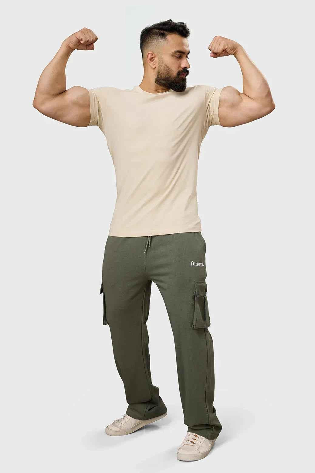 Fuaark Nz Pinnacle Pocket Pants in olive, men's joggers with side pockets, comfortable casual wear, XS size.