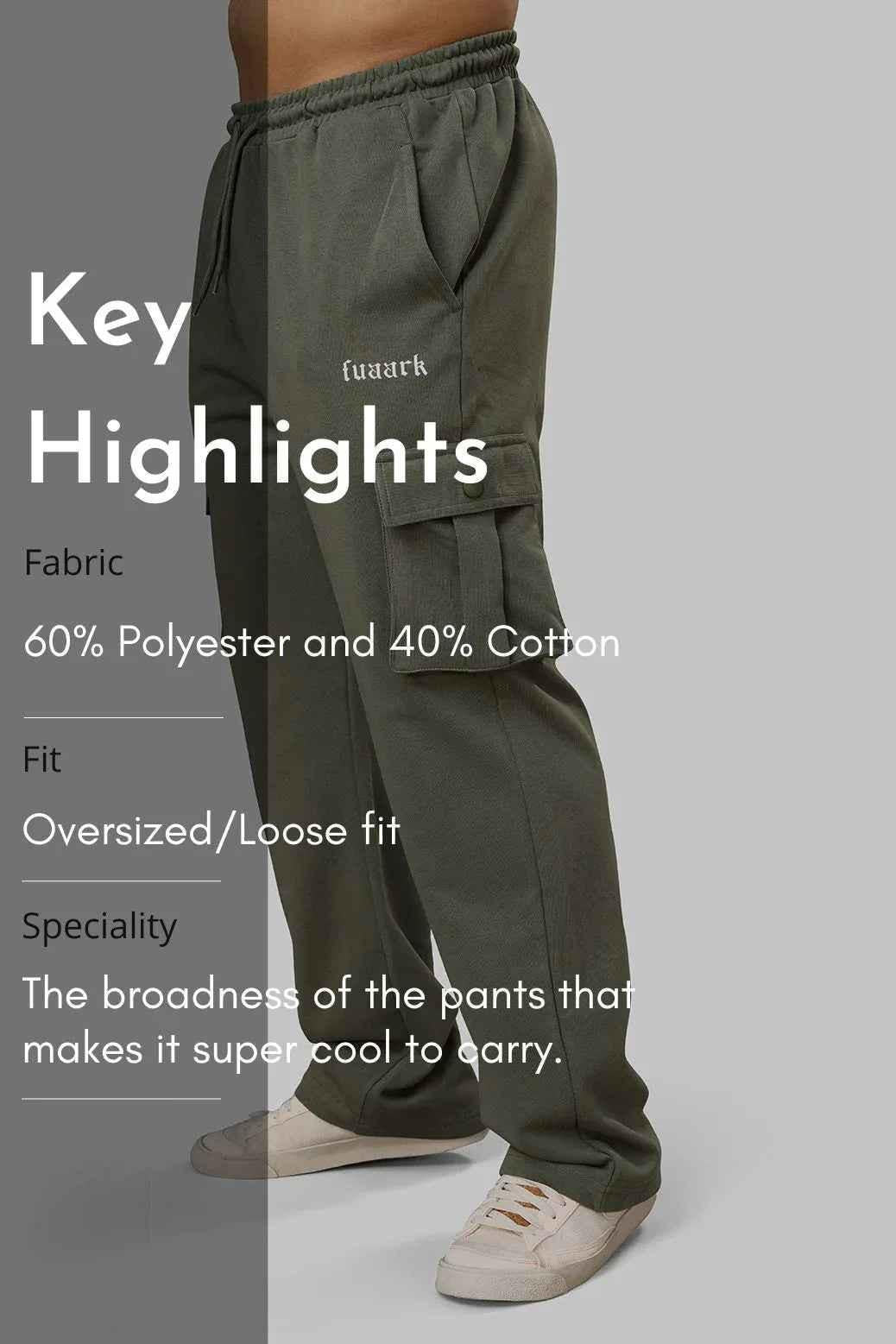 Fuaark Nz Pinnacle Pocket Pants in olive, men's joggers with side pockets and comfortable fit.