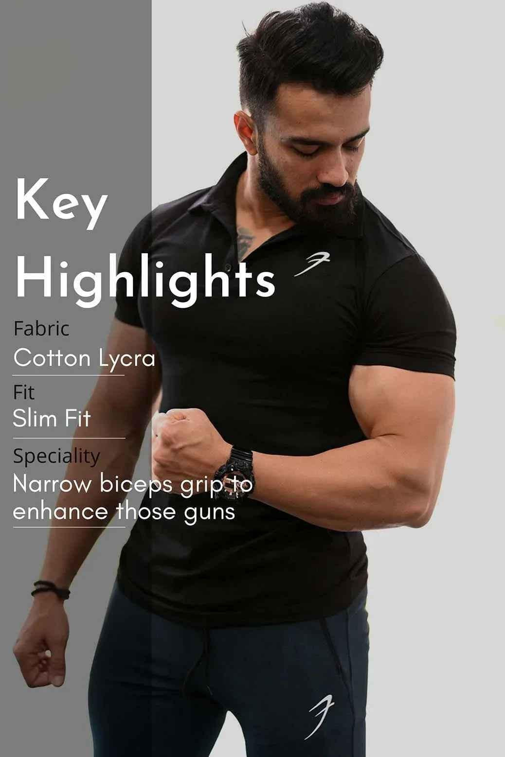 Fuaark Nz black polo t-shirt for men, featuring a classic fit and comfortable cotton fabric, ideal for timeless style.