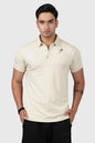 Beige Fuaark Nz polo T-shirt for men, slim fit, soft cotton fabric, classic collar and short sleeves.