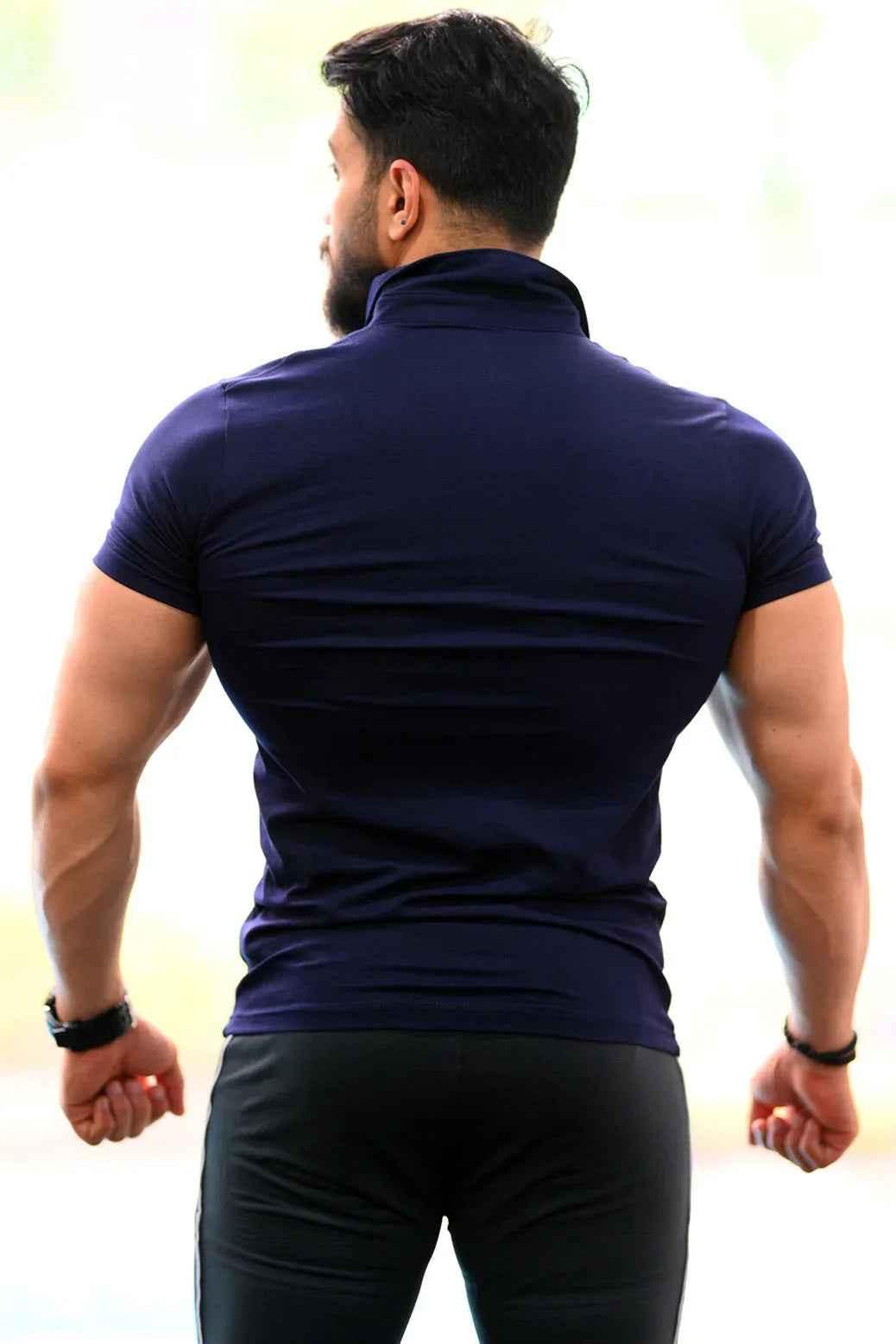 Navy Polo T-shirt by Fuaark Nz, classic short-sleeve polo with collar and button placket, casual men's clothing.
