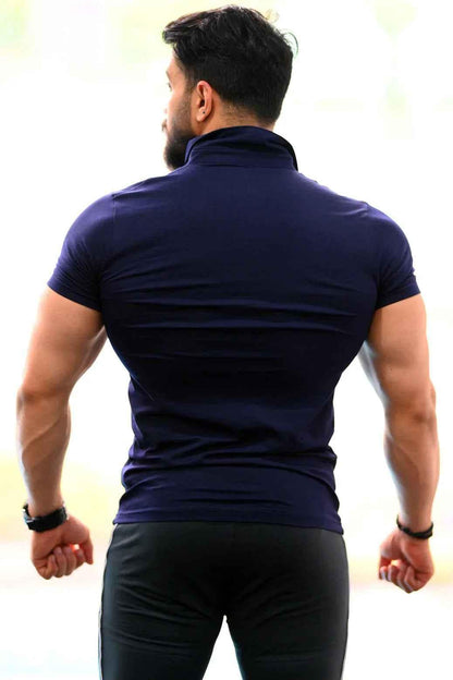 Navy Polo T-shirt by Fuaark Nz, classic short-sleeve polo with collar and button placket, casual men's clothing.