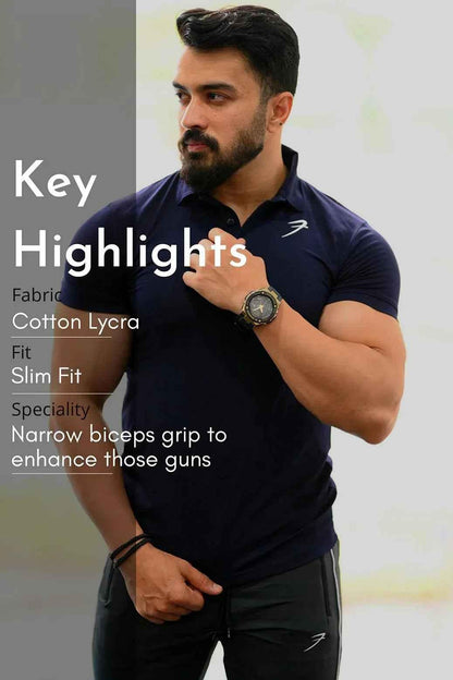 Navy Polo T-shirt by Fuaark Nz featuring a classic collar, short sleeves, and a fitted design, ideal for casual wear.
