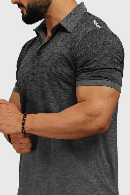Grey Raw Polo Regular Fit T-shirt by Fuaark NZ, showcasing the soft fabric and classic polo collar design.