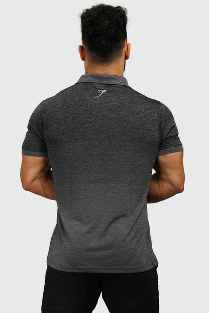 Grey Raw Polo Regular Fit T-shirt by Fuaark Nz, casual men's polo shirt with a classic collar and short sleeves.