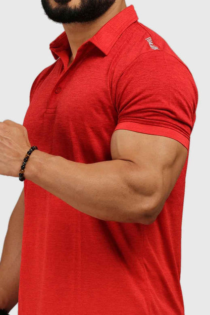 Red Raw Polo Regular Fit T-shirt by Fuaark Nz, featuring a classic polo design with a comfortable fit and soft fabric.