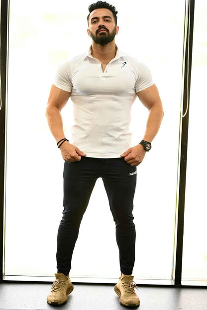 White Fuaark Nz polo shirt for men, featuring a classic fit and soft cotton fabric for effortless style and comfort.