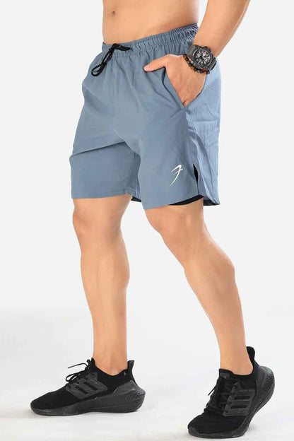 Light grey 2-in-1 compression shorts by Fuaark Nz, designed for athletic performance and comfort.