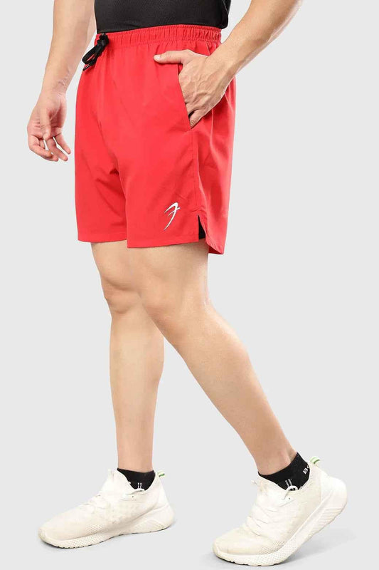 Red 2-in-1 compression shorts by Fuaark Nz, designed for active wear and athletic performance.
