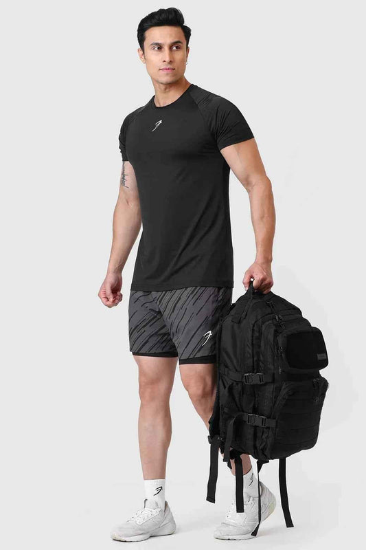 Fuaark Nz 2 in 1 printed compression shorts in graphite with stylish design, designed for active wear and comfort.