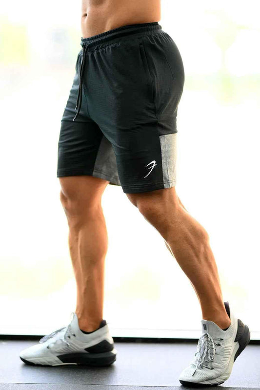 Fuaark Nz black box shorts with grey accents, casual style, comfortable fit, perfect for everyday wear.