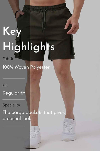 Fuaark Nz Delta Cargo Shorts in army green, casual men's shorts with multiple pockets and relaxed fit.