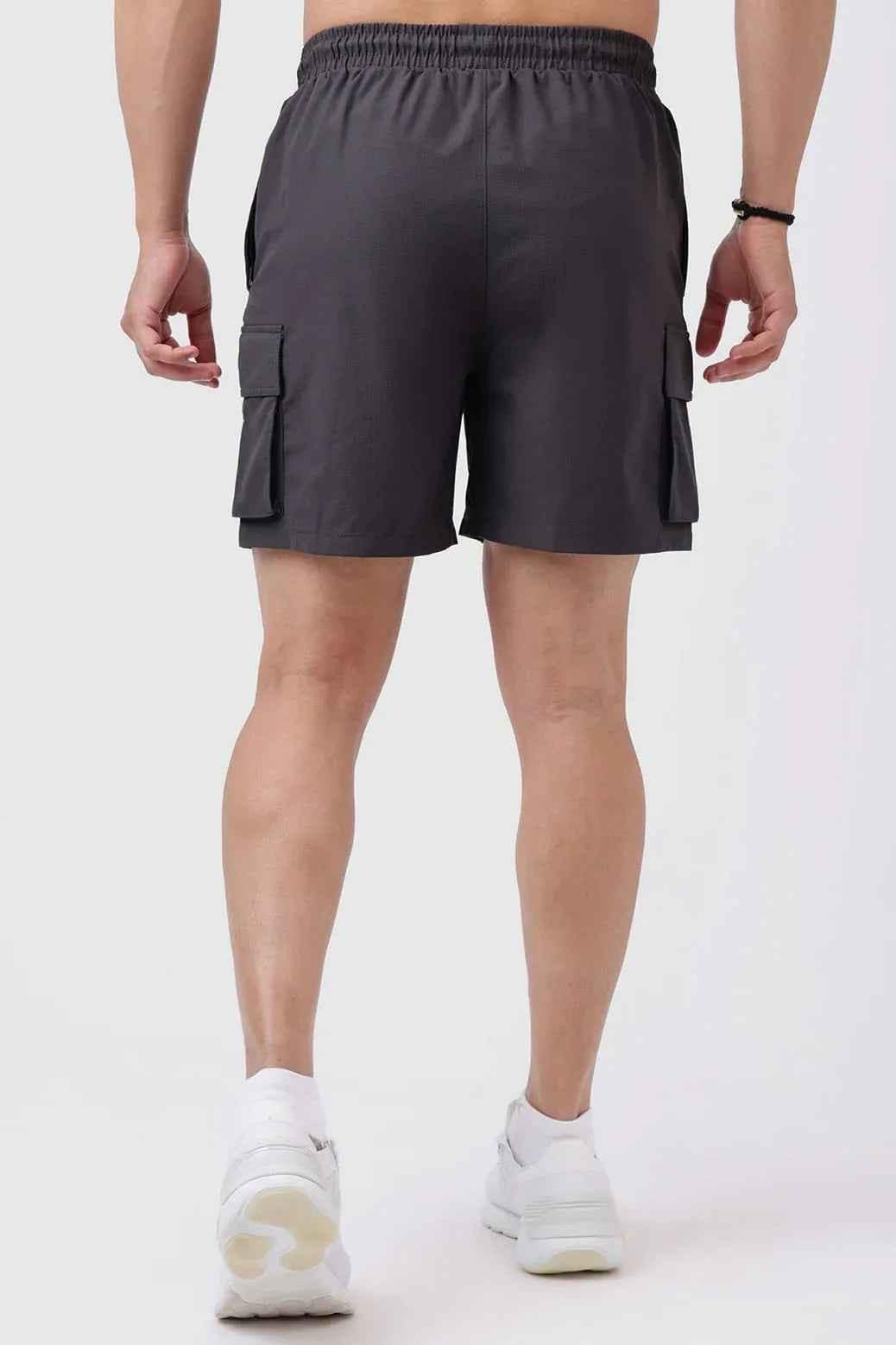Fuaark NZ Delta Cargo Shorts in grey, casual men's shorts with multiple pockets and relaxed fit, suitable for outdoor wear.