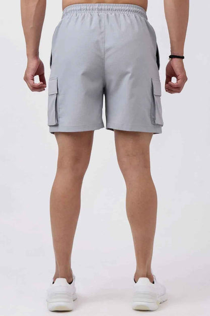 Fuaark NZ Delta cargo shorts in light grey, casual men's shorts with multiple pockets and a relaxed fit.
