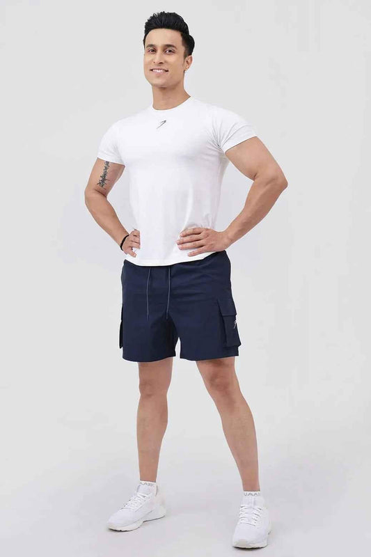 Fuaark Nz Delta Cargo Shorts in navy color, casual men's shorts with multiple pockets, comfortable fit, and durable fabric.